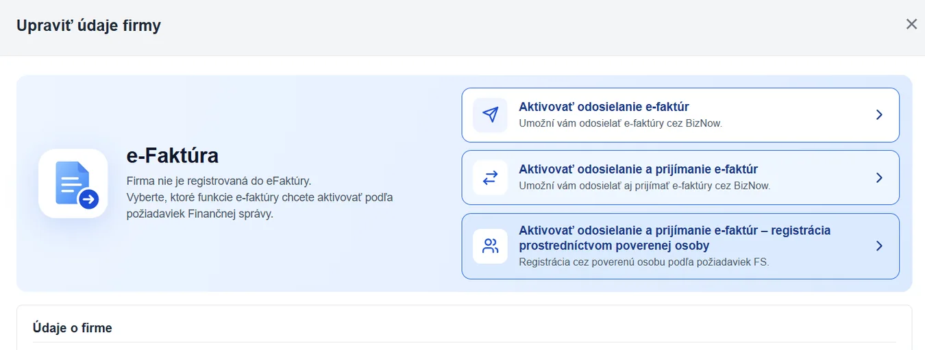 Aktivačné možnosti v detaile firmy