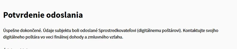 4. Skontrolovať potvrdenie odoslania