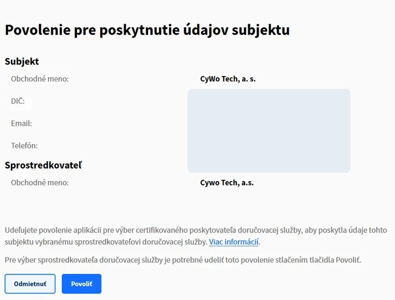 3. Potvrdiť sprostredkovateľa a súhlas
