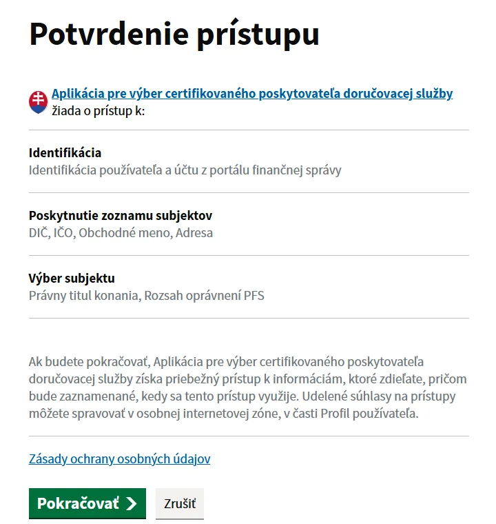 1. Povoliť prístup k výberu poskytovateľa